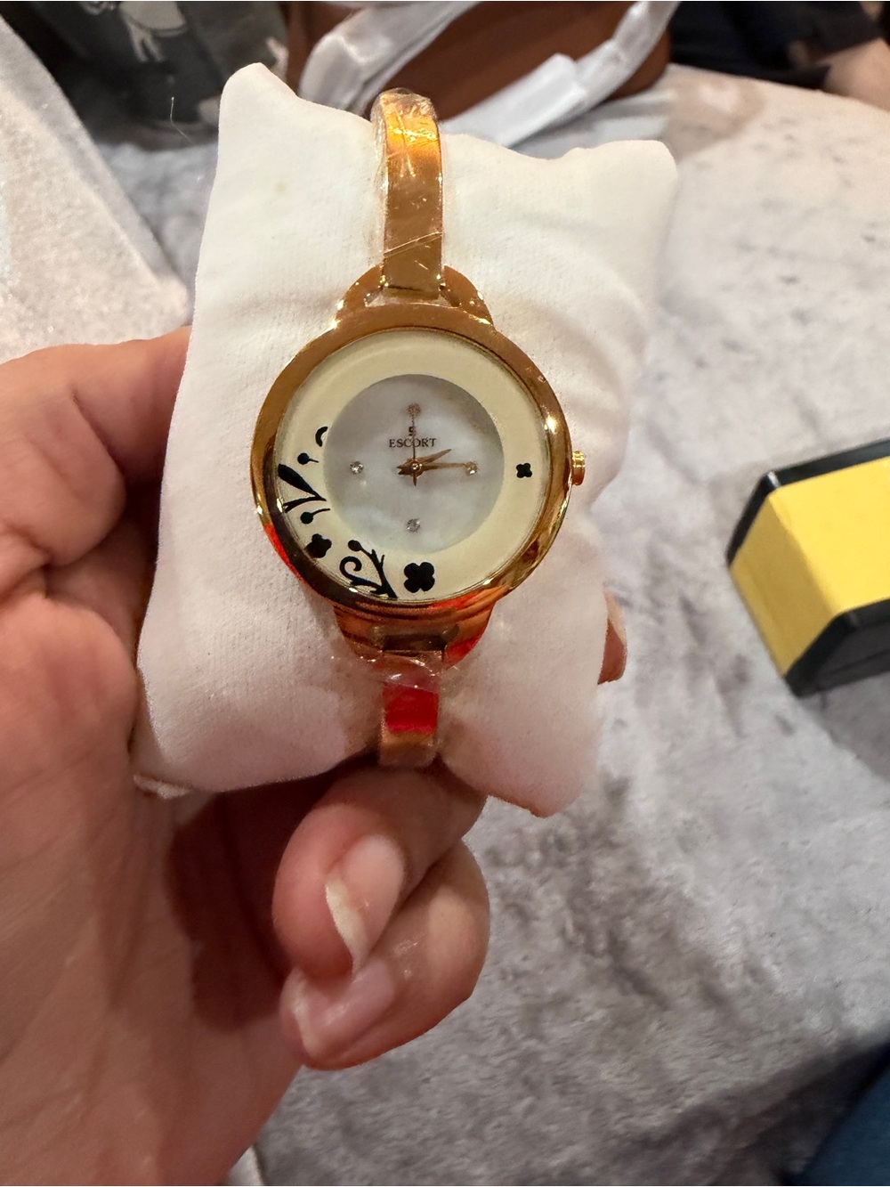 Women’s Gold Floral Accent Bracelet Watch